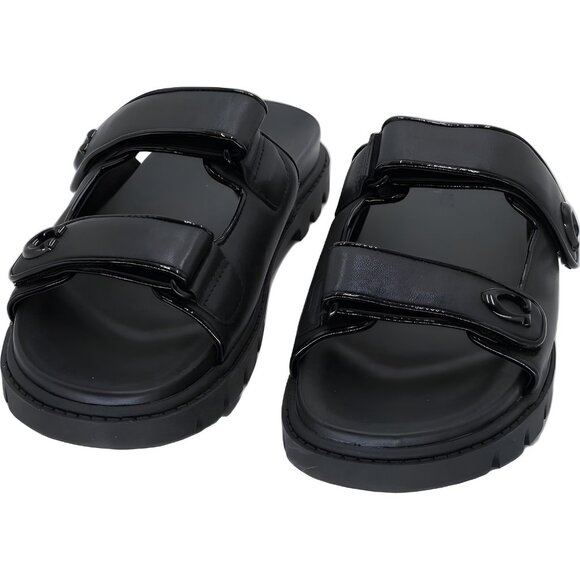 Coach Brynn Leather Slide Heeled Sandals Black Women's US 9.5M - Picture 5 of 6